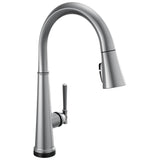 Delta Faucet - EmmelineE Single Handle Pull Down Kitchen Faucet with Touch2O Technology - LumicoatÂ® Arctic Stainless