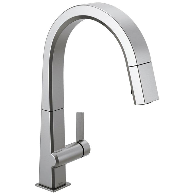 Delta Faucet - PivotalE Single Handle Pull Down Kitchen Faucet - Arctic Stainless