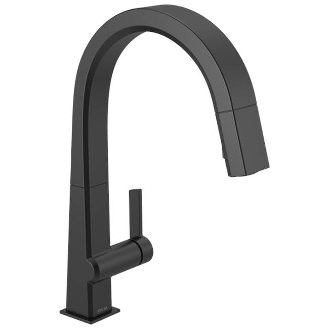 Delta Faucet - PivotalE Single Handle Pull-Down Kitchen Faucet - Matte Black