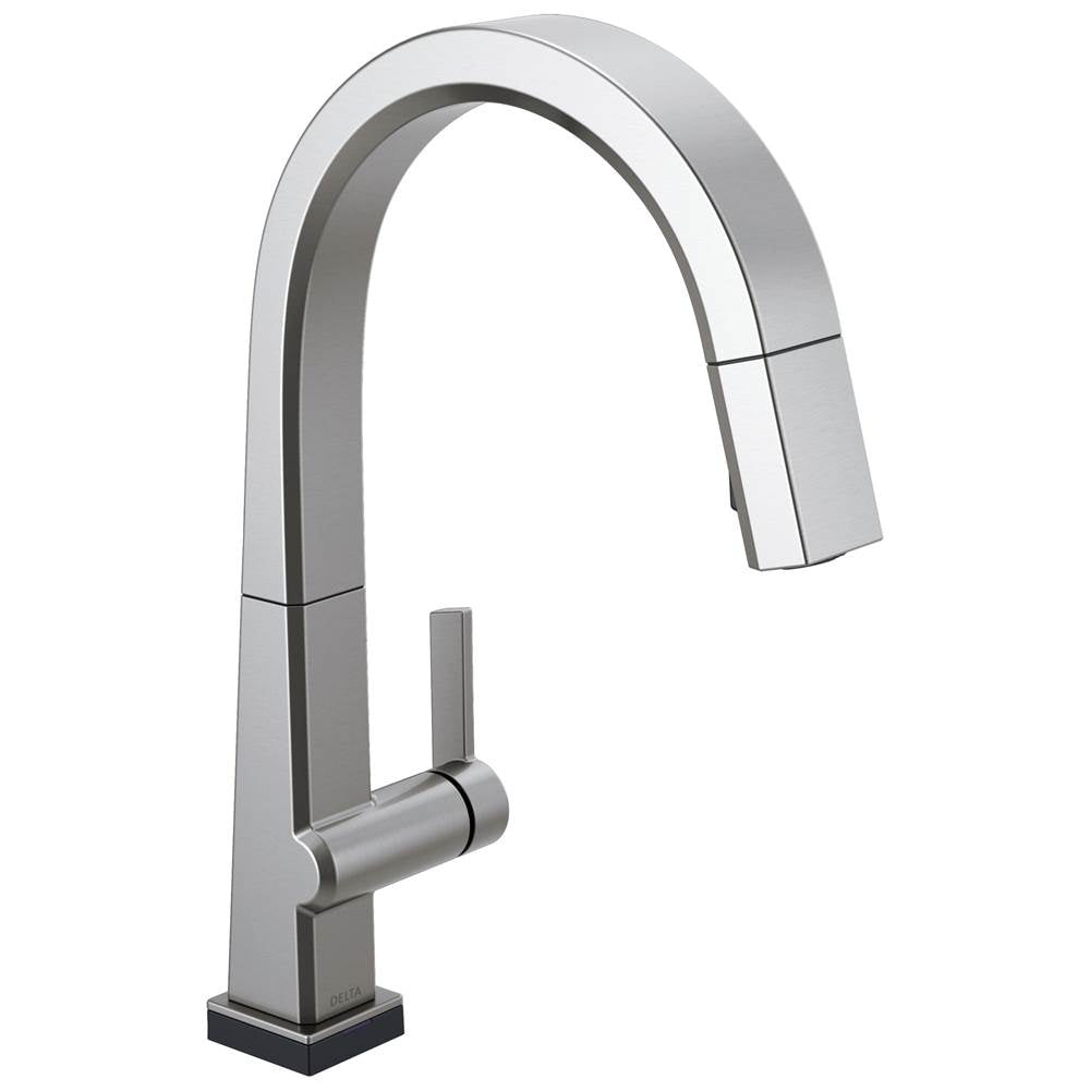 Delta Faucet - PivotalE Single Handle Pull Down Kitchen Faucet with Touch2O Technology - Arctic Stainless