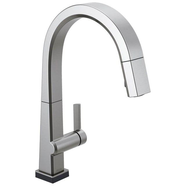 Delta Faucet - PivotalE Single Handle Pull Down Kitchen Faucet with Touch2O Technology - Arctic Stainless