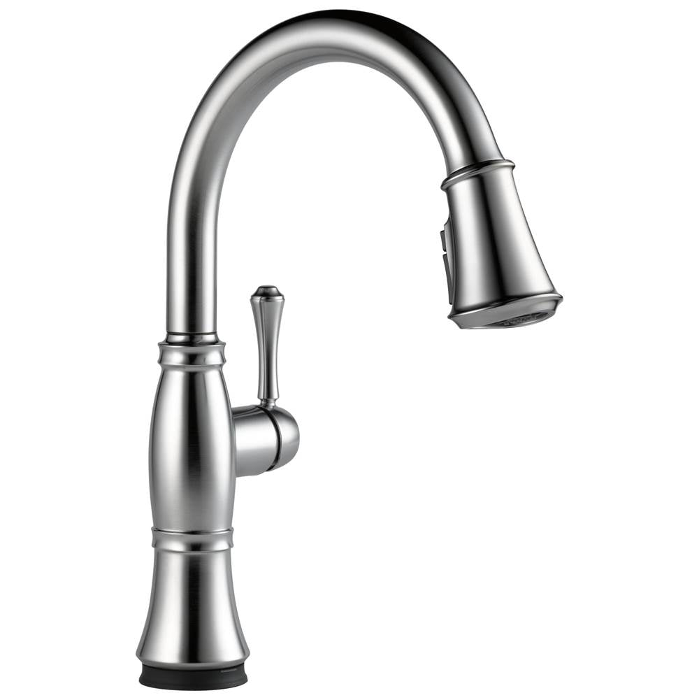 Delta Faucet - CassidyE Single Handle Pull-Down Kitchen Faucet with Touch<sub>2</sub>O and ShieldSpray Technologies - LumicoatÂ® Arctic Stainless
