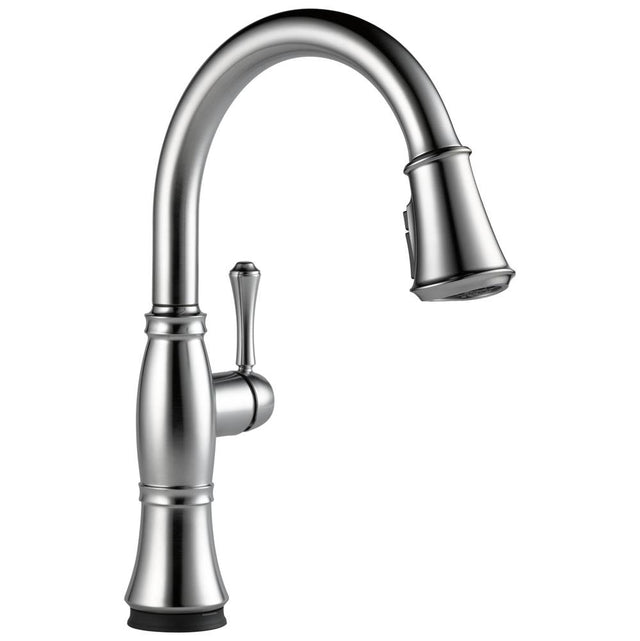Delta Faucet - CassidyE Single Handle Pull-Down Kitchen Faucet with Touch<sub>2</sub>O and ShieldSpray Technologies - LumicoatÂ® Arctic Stainless