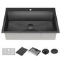 Delta Faucet - RivetE 33'' Workstation Kitchen Sink Drop-In Top Mount 16 Gauge Stainless Steel Single Bowl in PVD Gunmetal Finish with WorkFlowE Ledge and Accessories