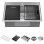 Delta Faucet - RivetE 30'' Workstation Kitchen Sink Drop-In Top Mount 16 Gauge  Stainless Steel Single Bowl with WorkFlowE Ledge and Accessories