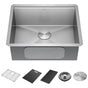 Delta Faucet - RivetE 23'' Workstation Kitchen Sink Undermount 16 Gauge Stainless Steel Single Bowl with WorkFlowE Ledge and Accessories