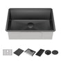 Delta Faucet - RivetE 27'' Workstation Kitchen Sink Undermount 16 Gauge Stainless Steel Single Bowl in PVD Gunmetal Finish with WorkFlowE Ledge and Accessories