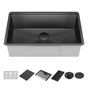 Delta Faucet - RivetE 30'' Workstation Kitchen Sink Undermount 16 Gauge Stainless Steel Single Bowl in PVD Gunmetal Finish with WorkFlowE Ledge and Accessories
