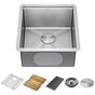 Delta Faucet - LorelaiE 17'' Workstation Bar Prep Kitchen Sink Undermount 16 Gauge Stainless Steel Single Bowl with WorkFlowE Ledge and Accessories