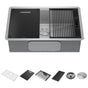 Delta Faucet - RivetE 30'' Workstation Kitchen Sink Undermount 16 Gauge Stainless Steel Single Bowl with WorkFlowE Ledge and Accessories