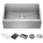 Delta Faucet - RivetE 33'' Workstation Farmhouse Apron Front Kitchen Sink Undermount 16 Gauge Stainless Steel Single Bowl with WorkFlowE Ledge and Accessories