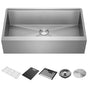 Delta Faucet - RivetE 36'' Workstation Farmhouse Apron Front Kitchen Sink Undermount 16 Gauge Stainless Steel Single Bowl with WorkFlowE Ledge and Accessories