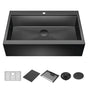 Delta Faucet - RivetE 36'' Workstation Kitchen Sink Farmhouse Apron Front 16 Gauge Stainless Steel Single Bowl in PVD Gunmetal Finish with WorkFlowE Ledge for Top Mount Drop-In Installation with Accessories