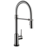 Delta Faucet - Trinsic Single-Handle Pull-Down Spring Kitchen Faucet with Touch<sub>2</sub>O Technology - Black Stainless