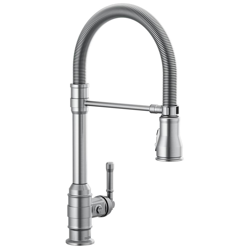Delta Faucet - BroderickE Single Handle Pull-Down Kitchen Faucet With Spring Spout - Arctic Stainless