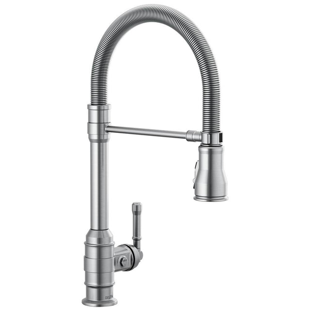 Delta Faucet - BroderickE Single Handle Pull-Down Kitchen Faucet With Spring Spout - Arctic Stainless