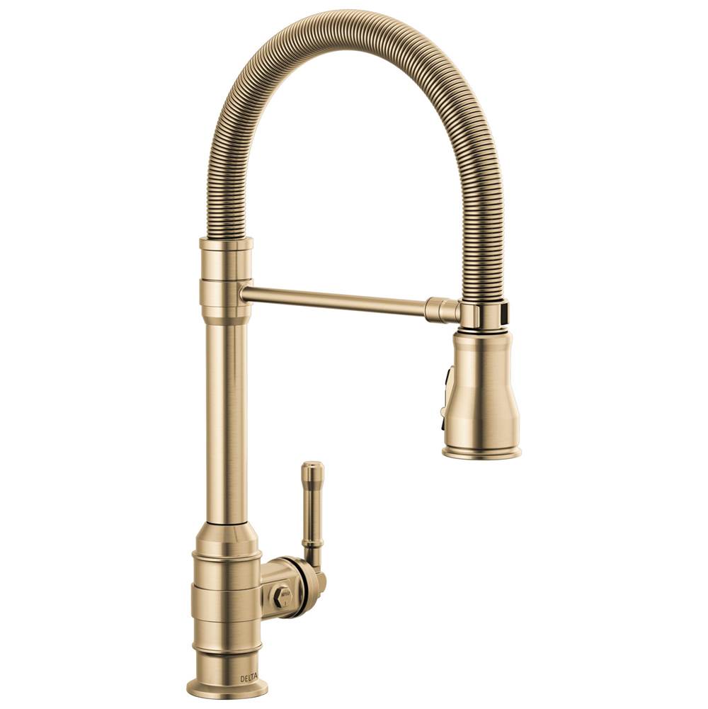 Delta Faucet - BroderickE Single Handle Pull-Down Kitchen Faucet With Spring Spout - Champagne Bronze