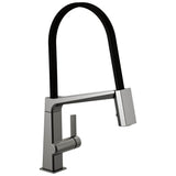 Delta Faucet - PivotalE Single Handle Exposed Hose Kitchen Faucet - Black Stainless