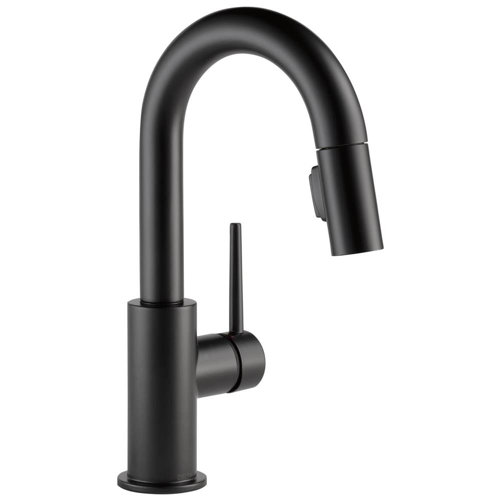 Delta Faucet - Trinsic Single Handle Pull-Down Bar/Prep Kitchen Limited Swivel - Matte Black