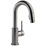 Delta Faucet - Trinsic Single Handle Pull-Down Bar/Prep Kitchen Limited Swivel - Black Stainless