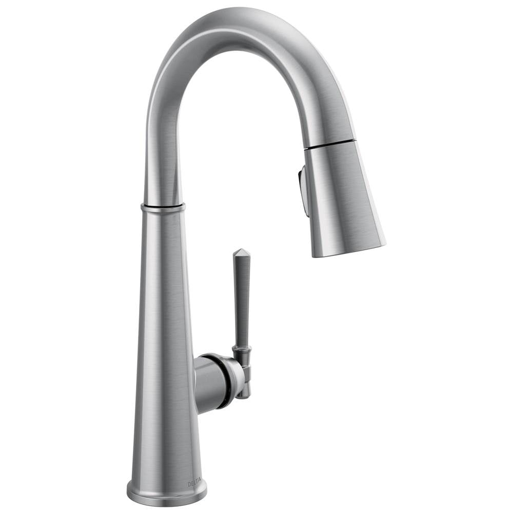 Delta Faucet - EmmelineE Single Handle Pull Down Bar/Prep Faucet - LumicoatÂ® Arctic Stainless