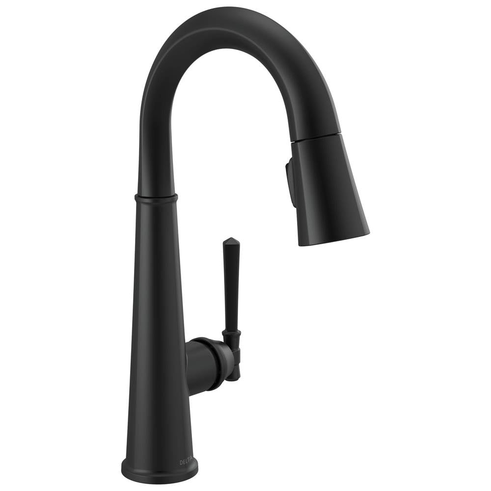 Delta Faucet - EmmelineE Single Handle Pull Down Bar/Prep Faucet - Matte Black
