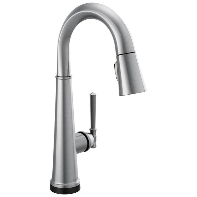 Delta Faucet - EmmelineE Single Handle Pull Down Bar/Prep Faucet with Touch2O Technology - LumicoatÂ® Arctic Stainless