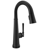 Delta Faucet - EmmelineE Single Handle Pull Down Bar/Prep Faucet with Touch2O Technology - Matte Black