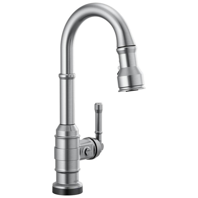 Delta Faucet - BroderickE Single Handle Pull-Down Bar/Prep Faucet with Touch2O Technology - Arctic Stainless