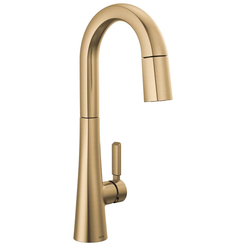 Delta Faucet - MonroviaE Single Handle Pull-Down Bar/Prep Faucet - LumicoatÂ® Champagne Bronze