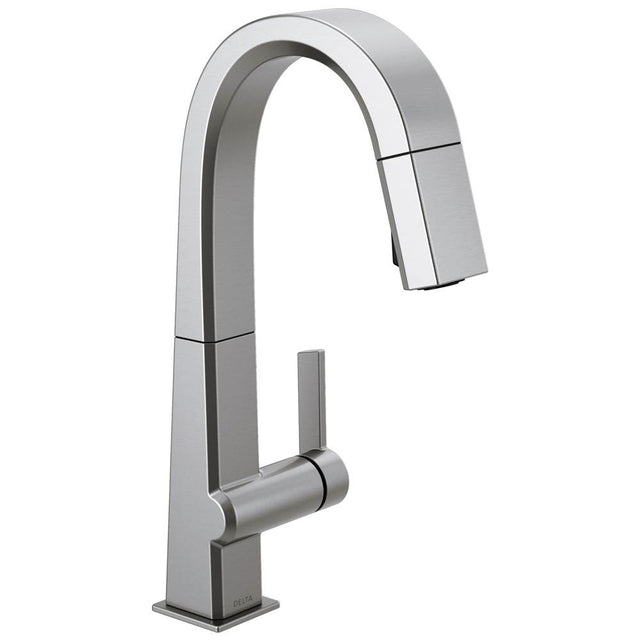 Delta Faucet - PivotalE Single Handle Pull Down Bar/Prep Faucet - Arctic Stainless