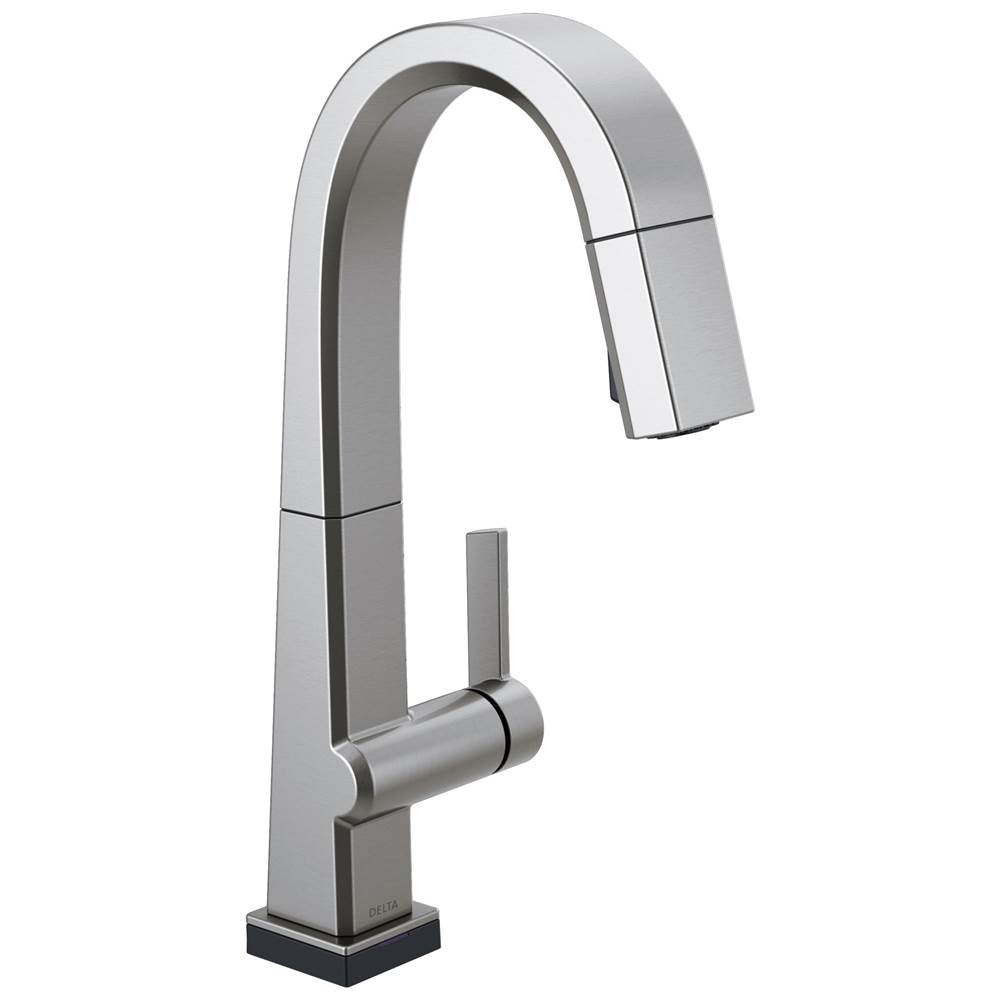 Delta Faucet - PivotalE Single Handle Pull Down Bar/Prep Faucet With Touch2O Technology - Arctic Stainless
