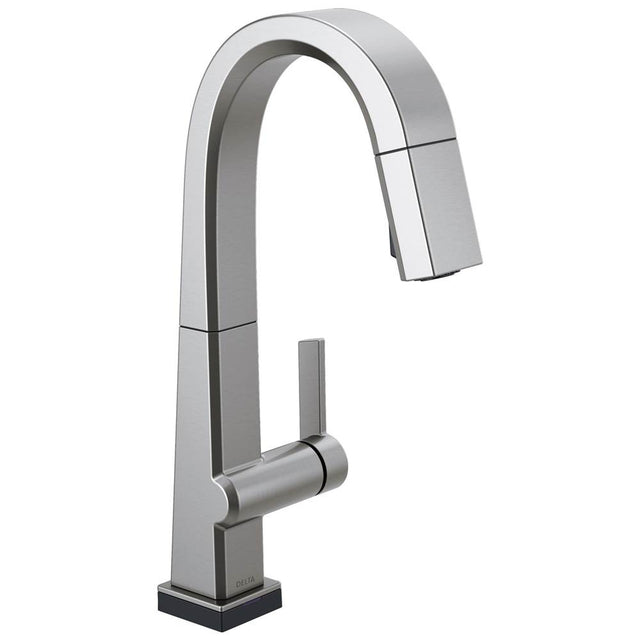 Delta Faucet - PivotalE Single Handle Pull Down Bar/Prep Faucet With Touch2O Technology - Arctic Stainless