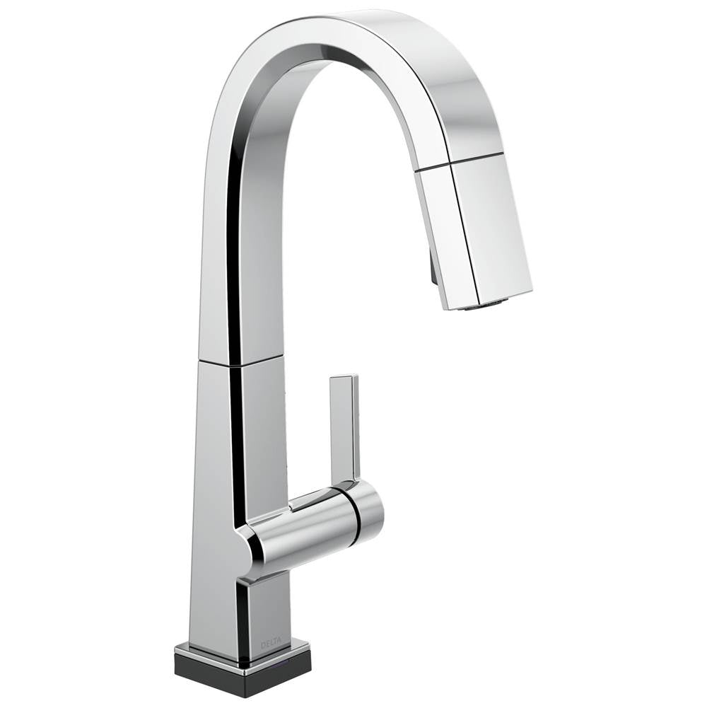 Delta Faucet - PivotalE Single Handle Pull Down Bar/Prep Faucet With Touch<sub>2</sub>O Technology - Chrome