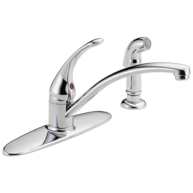 Delta Faucet - Foundations Single Handle Kitchen Faucet with Spray - Chrome