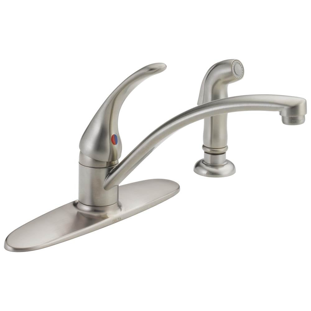 Delta Faucet - Foundations Single Handle Kitchen Faucet with Spray - Stainless