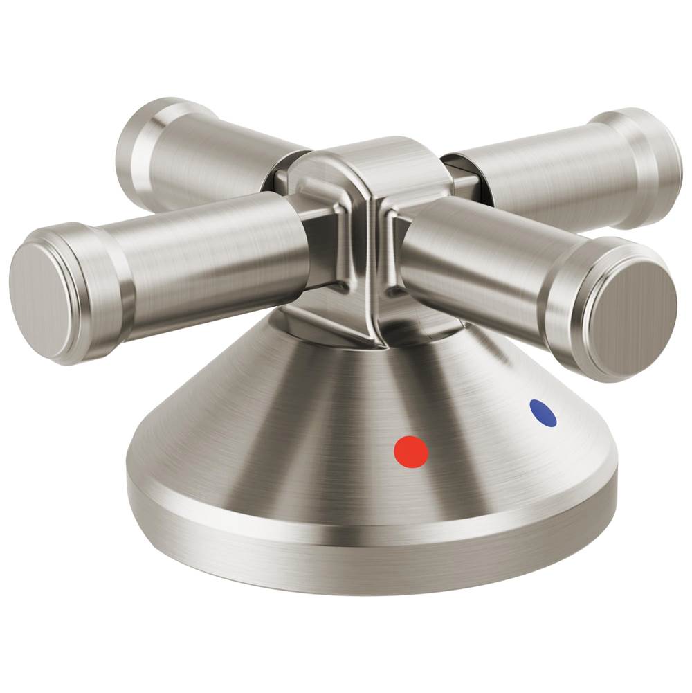 Delta Faucet - BroderickE 3-Hole Roman Tub w/Hand Shower - Handle Kit-Cross - LumicoatÂ® Stainless