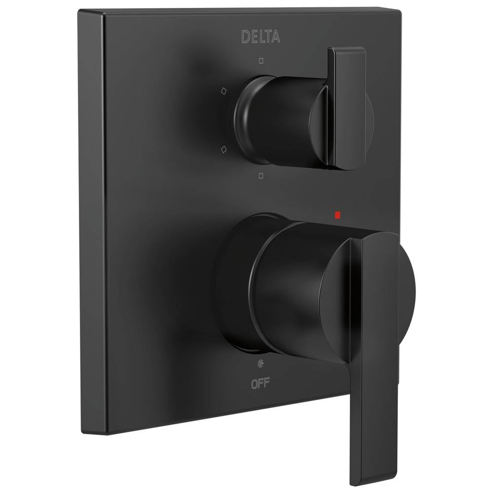 Delta Faucet - Ara Angular Modern Monitor 14 Series Valve Trim with 6-Setting Integrated Diverter - Matte Black