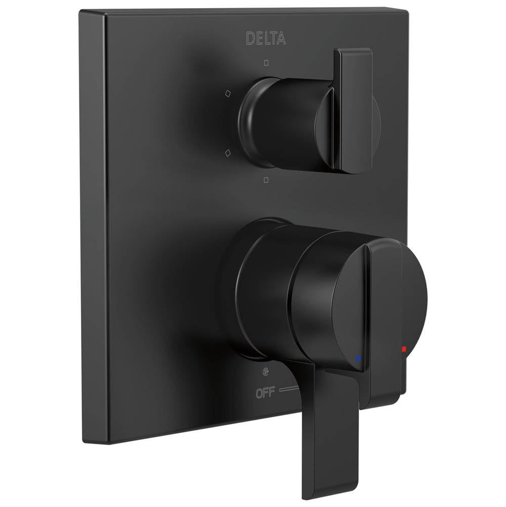 Delta Faucet - Ara Angular Modern Monitor 17 Series Valve Trim with 6-Setting Integrated Diverter - Matte Black