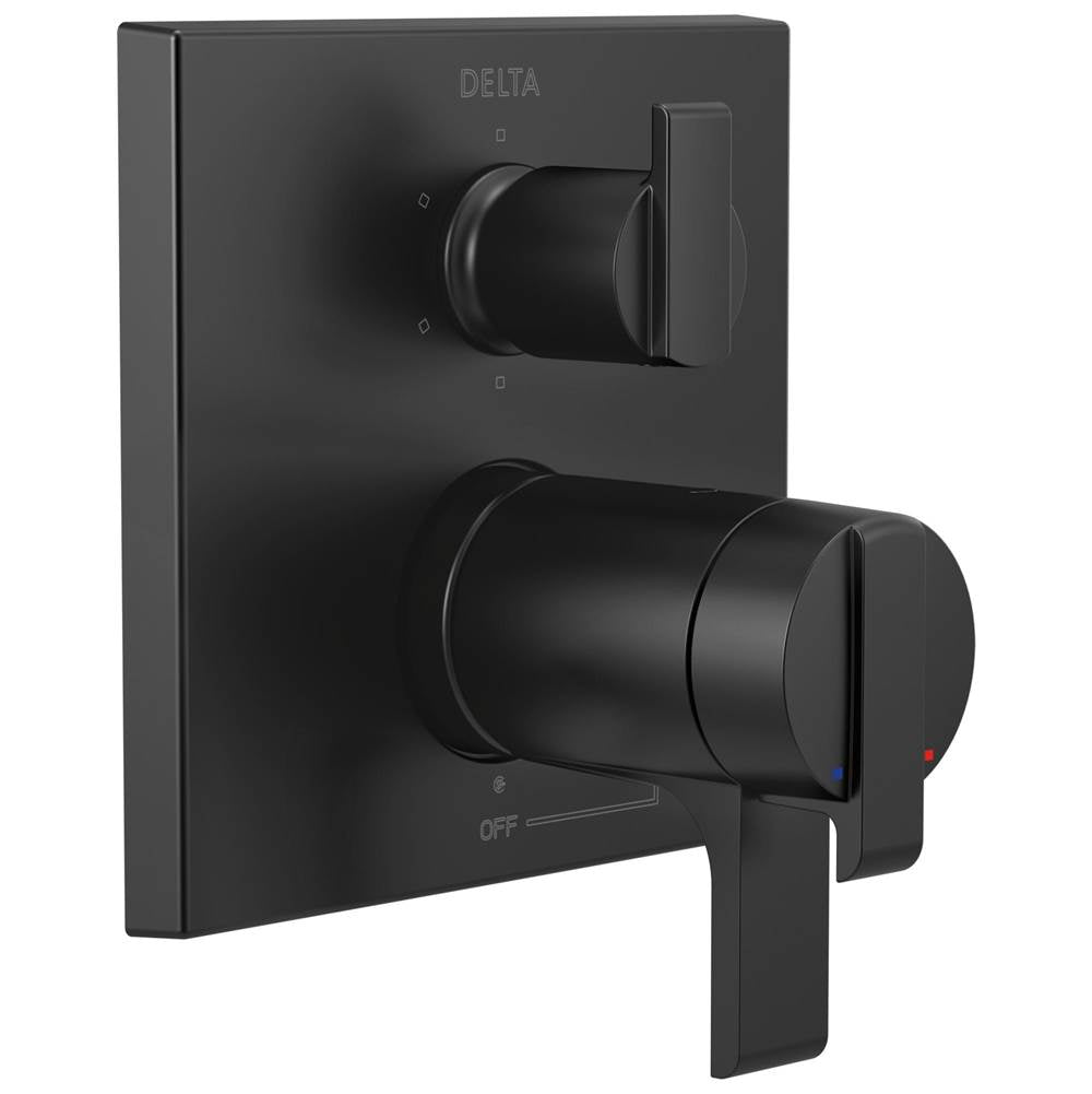 Delta Faucet - Ara Angular Modern TempAssure 17T Series Valve Trim with 6-Setting Integrated Diverter - Matte Black