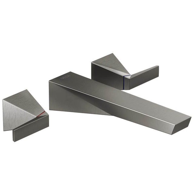 Delta Faucet - TrillianE Two Handle Wall Mount Bathroom Faucet Trim - LumicoatÂ® Black Stainless