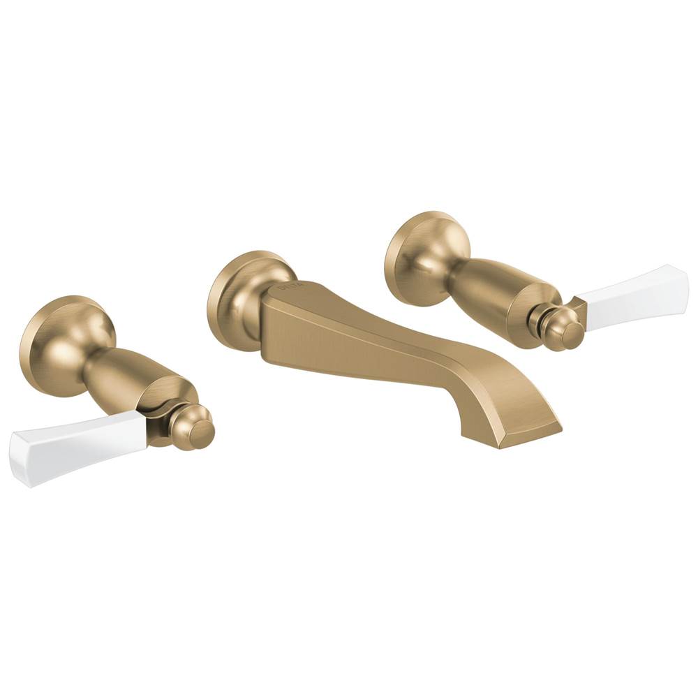 Delta Faucet - DorvalE Two Handle Wall Mount Bathroom Faucet Trim Only - Champagne Bronze / Porcelain