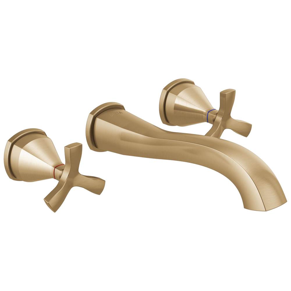 Delta Faucet - Stryke Two Handle Wall Mount Bathroom Faucet Trim Without Pop-Up Drain - Lumicoat Champagne Bronze
