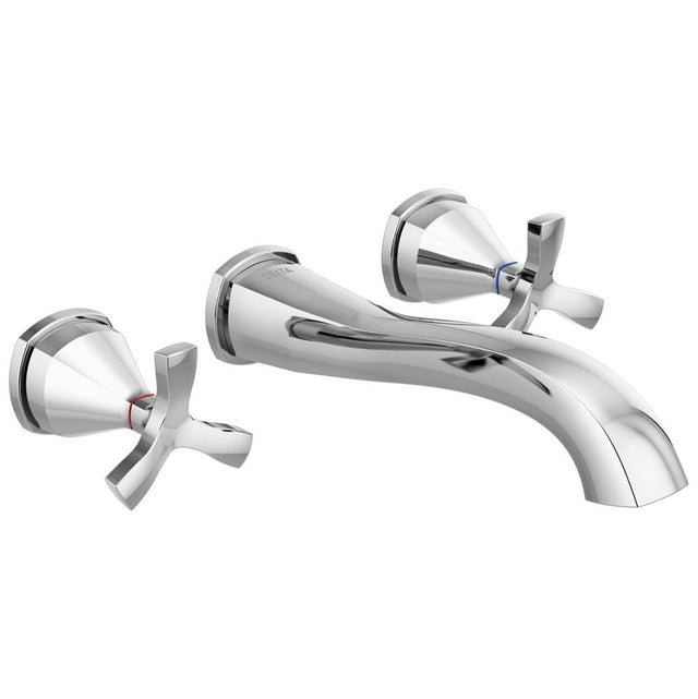 Delta Faucet - Stryke Two Handle Wall Mount Bathroom Faucet Trim Without Pop-Up Drain - Lumicoat Chrome
