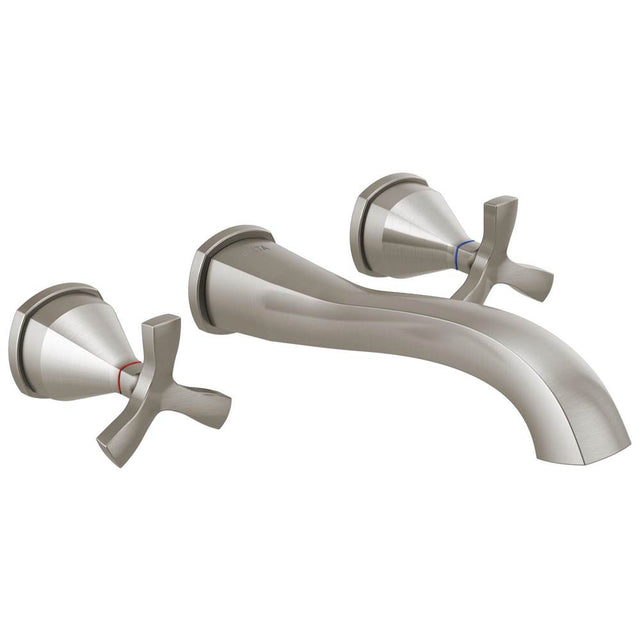 Delta Faucet - Stryke Two Handle Wall Mount Bathroom Faucet Trim Without Pop-Up Drain - Lumicoat Stainless