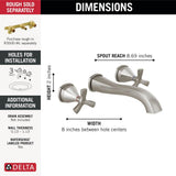 Stryke Two Handle Wall Mount Bathroom Faucet Trim Without Pop-Up Drain