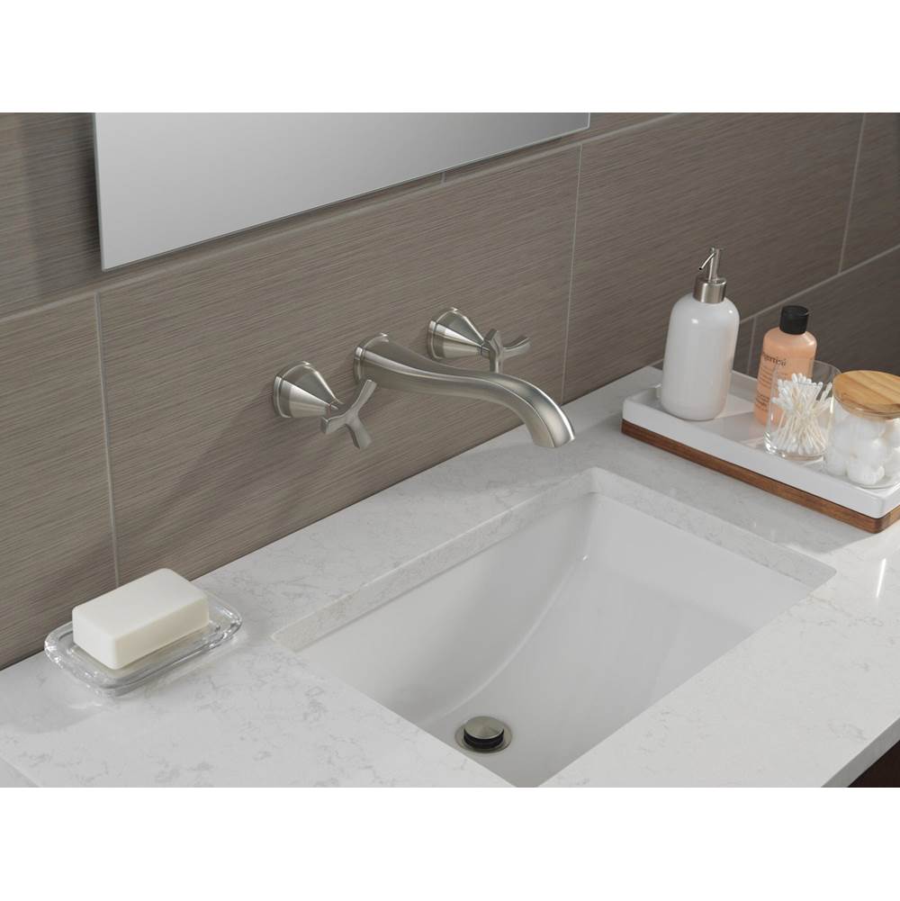 Stryke Two Handle Wall Mount Bathroom Faucet Trim Without Pop-Up Drain