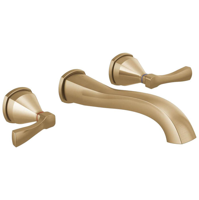 Delta Faucet - Stryke Two Handle Wall Mount Bathroom Faucet Trim Without Pop-Up Drain - Lumicoat Champagne Bronze