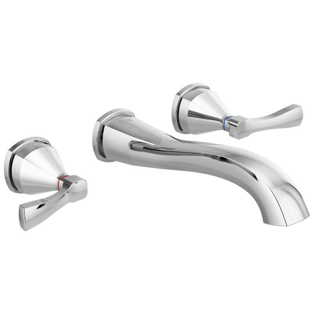 Delta Faucet - Stryke Two Handle Wall Mount Bathroom Faucet Trim Without Pop-Up Drain - Lumicoat Chrome