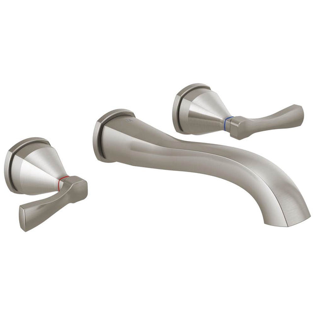 Delta Faucet - Stryke Two Handle Wall Mount Bathroom Faucet Trim Without Pop-Up Drain - Lumicoat Stainless
